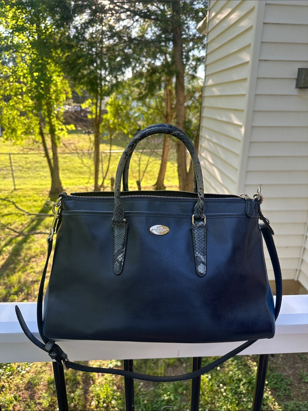 Coach Morgan Satchel in Exotic Trim Leather (Coach F35887) - Picture 4 of 16